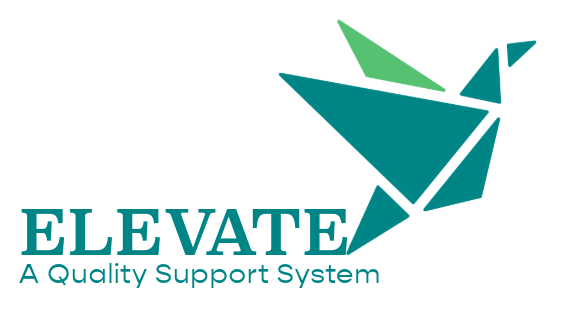 Elevate, a quality support system logo with bird.
