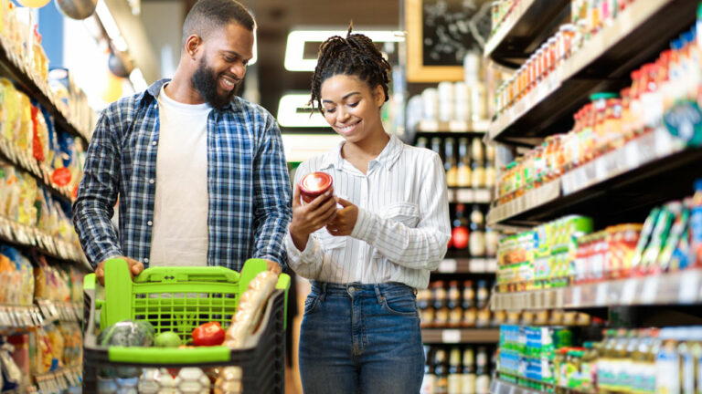 Couple shopping for groceries