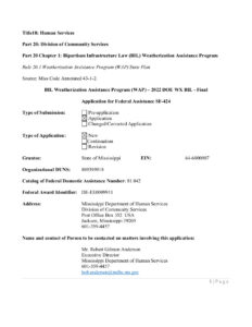 PY2022 Mississippi Bipartisan Infrastructure Law (BIL) Weatherization Assistance Program (WAP) State Plan
