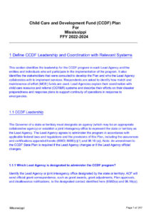 Child Care and Development Fund (CCDF) Plan for Mississippi FFY 2022-2024