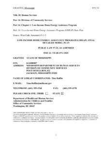 Low-Income Home Energy Assistance Program (LIHEAP) State Plan FY23