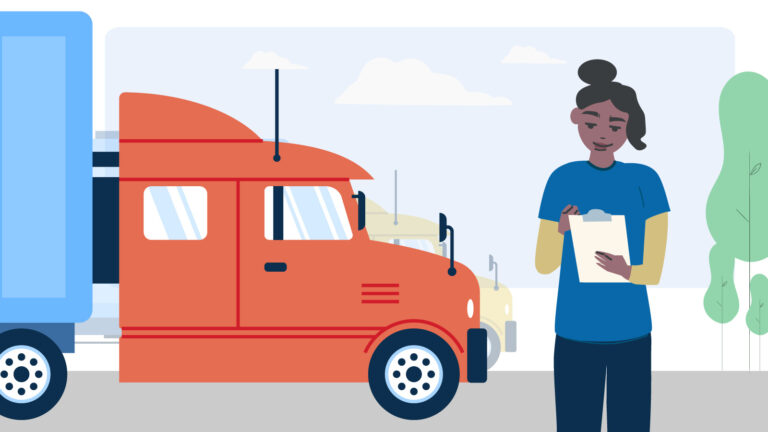 Illustration of female truck driver